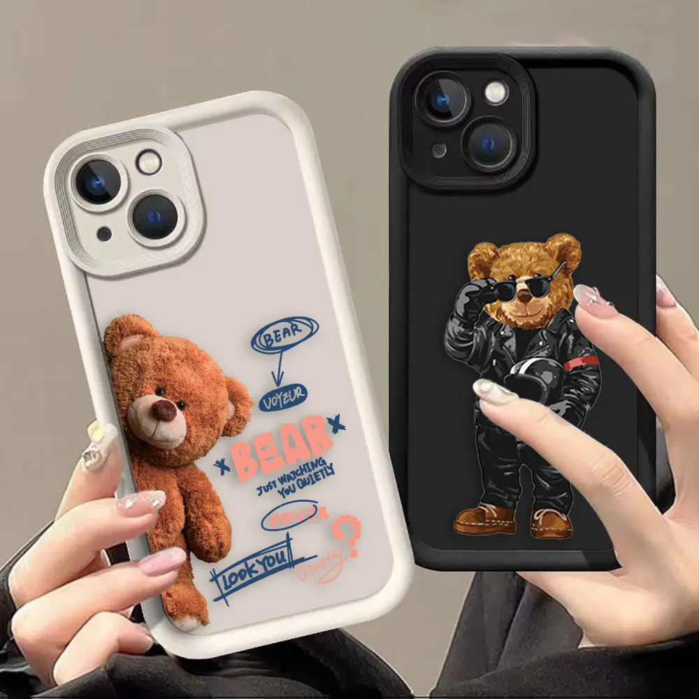 Funny T-Teddy Bear Phone Case For OPPO RENO 12 11 10 8 8T 7 7Z 6 6Z 5 4G 5G PRO PLUS Soft Silicone Case Cover Funda Coque Shell 