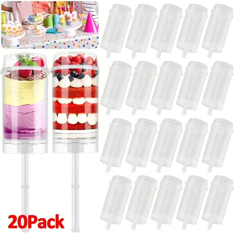 20 szt. Wielofunkcyjne Push Pop Cake pojemniki na babeczki, konfetti, domowe lody, desery