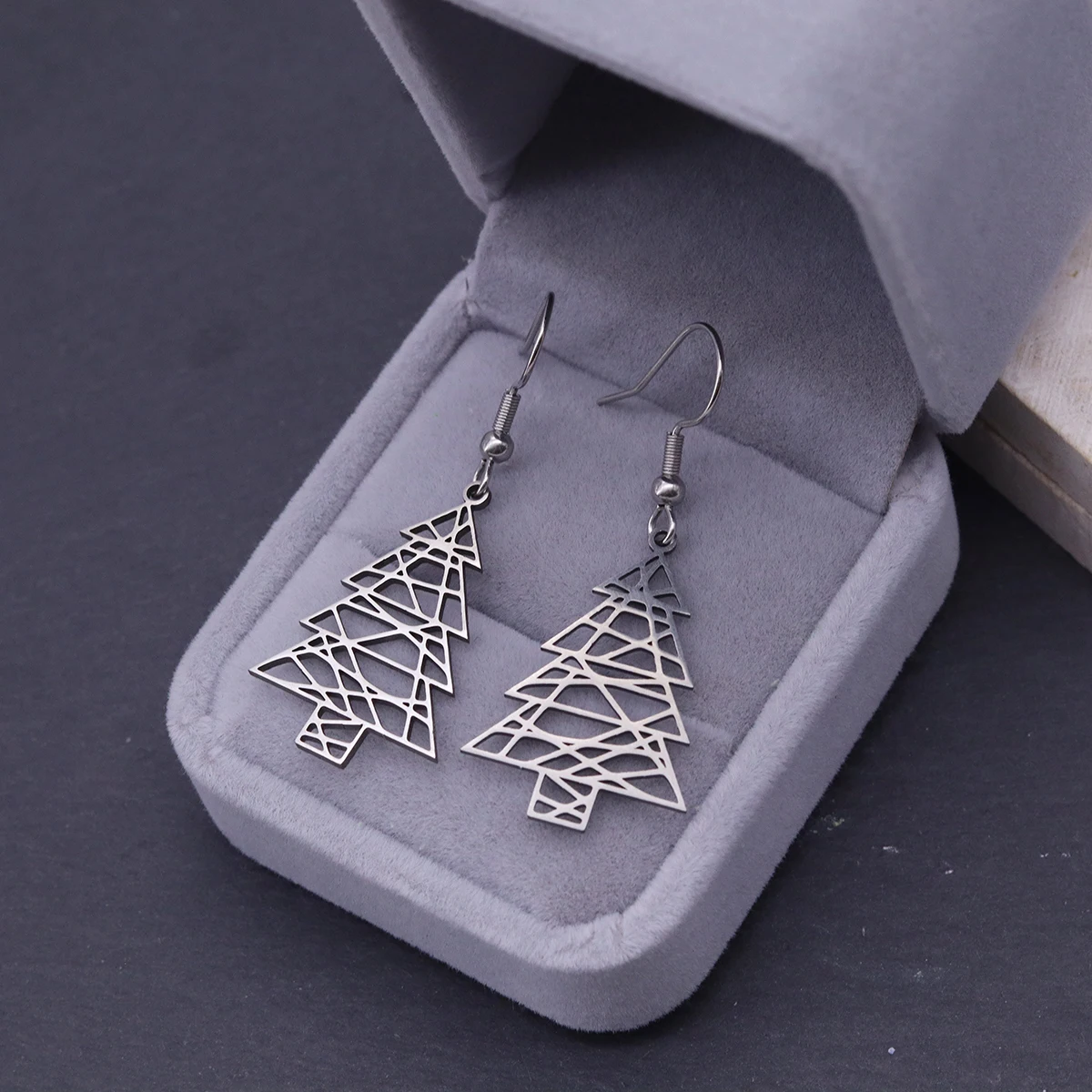 Kinitial Anting Gantung Rumbai Pohon Natal Fashion Natal Untuk Wanita Anting Pohon Natal Bahan Stainless Steel Perhiasan