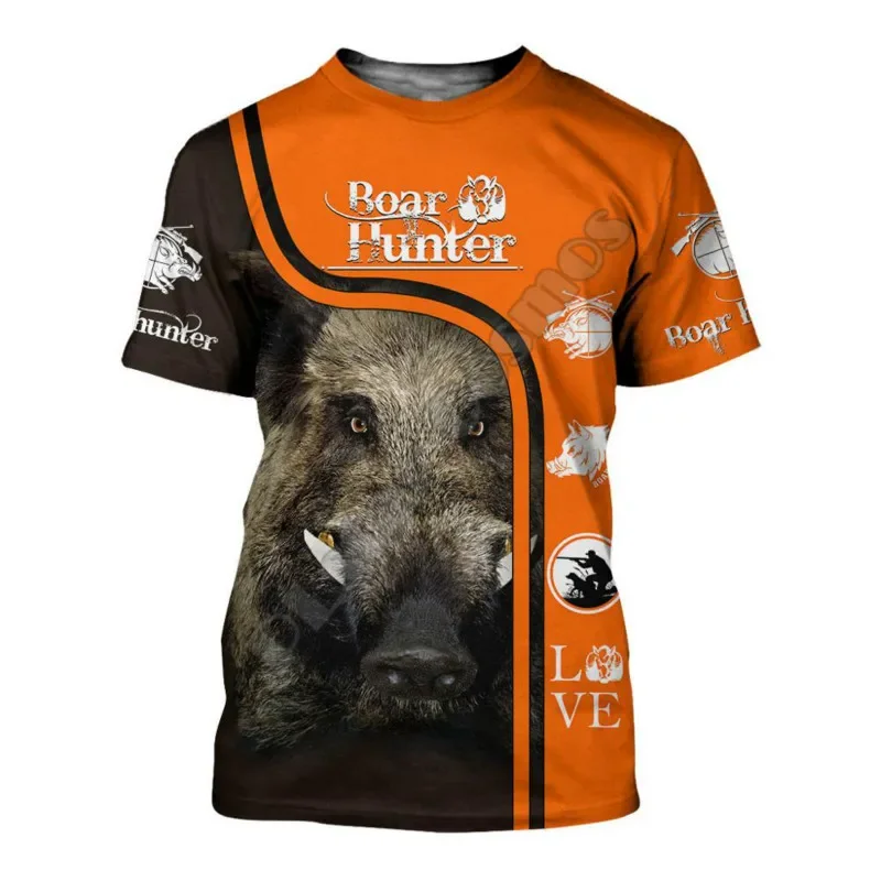 2024 New Men's Women's Summer 3D T-shirt Wild Boar Hunting Print Harajuku Tee Shirts Casual Viking Short Sleeve Fashion Tops