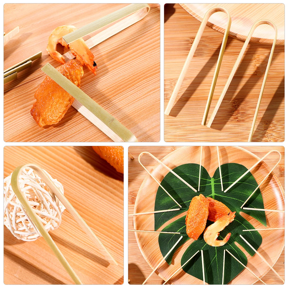 

10pcs Bamboo Food Clips Kitchen Supplies Anti Scald BBQ Steak Tongs Grilled Vegetables Fruits Lightweight Outdoor Party Tools