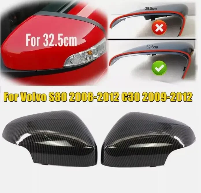39850573 39850593 For Volvo S80 V40 S40 C30 C70 Pair Carbon Look Side Mirror Covers Caps Rearview Mirror Cover Shell Housing