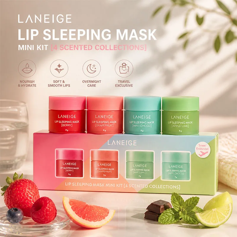 

Laneige 4*8g Suit Lip Mask Jelly Sleep Lip Balm Night Repair Moisturising Treatment Hydrating Light Nourishment Repair Skincare