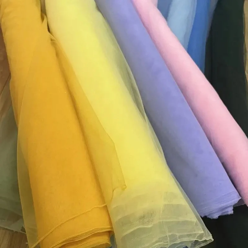 Avocado Green Blue Lilac Yellow Soft Tulle Fabric Wedding Celebration Curtain Clothing Mesh Layout Chair Back Drap Yarn Net