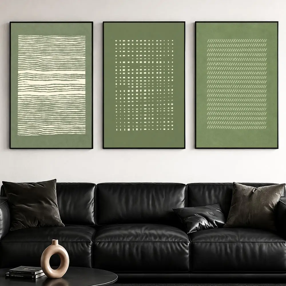 Green M-Minimal Line PackS Poster Self-Adhesive Stylish Art Print Poster Wall Home Decor