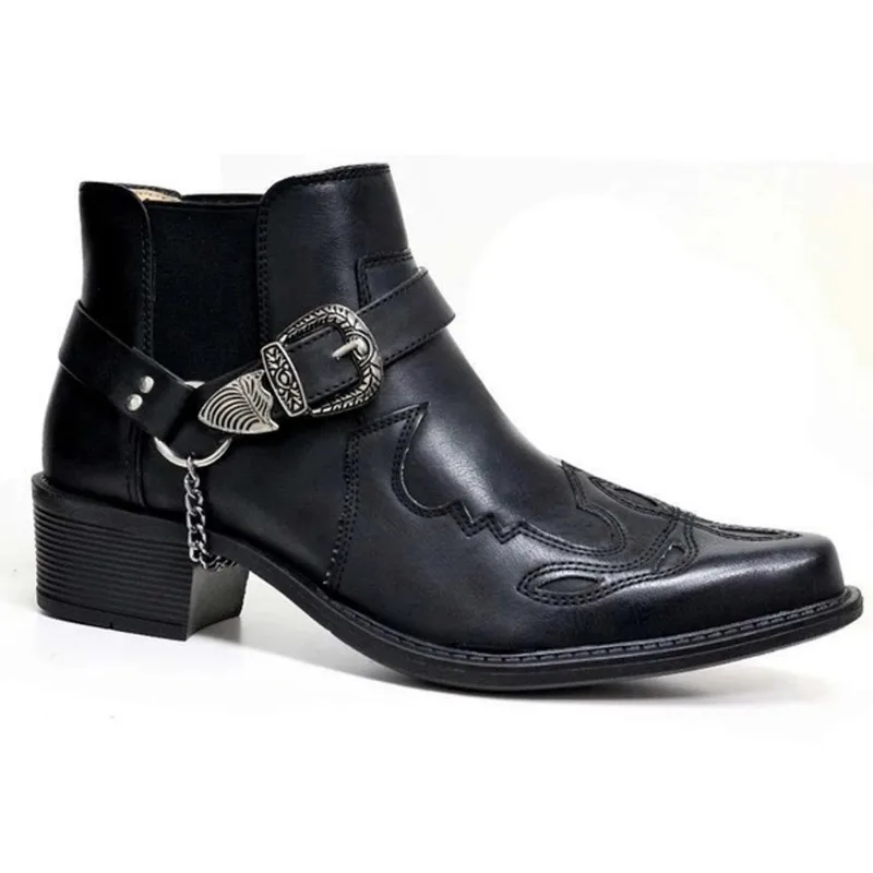 Men\'s Knight Boots Short Genuine Leather Chelsea Pointed Toe Low-top Sleeve Printing Classic Series Large Size Men\'s Shoes