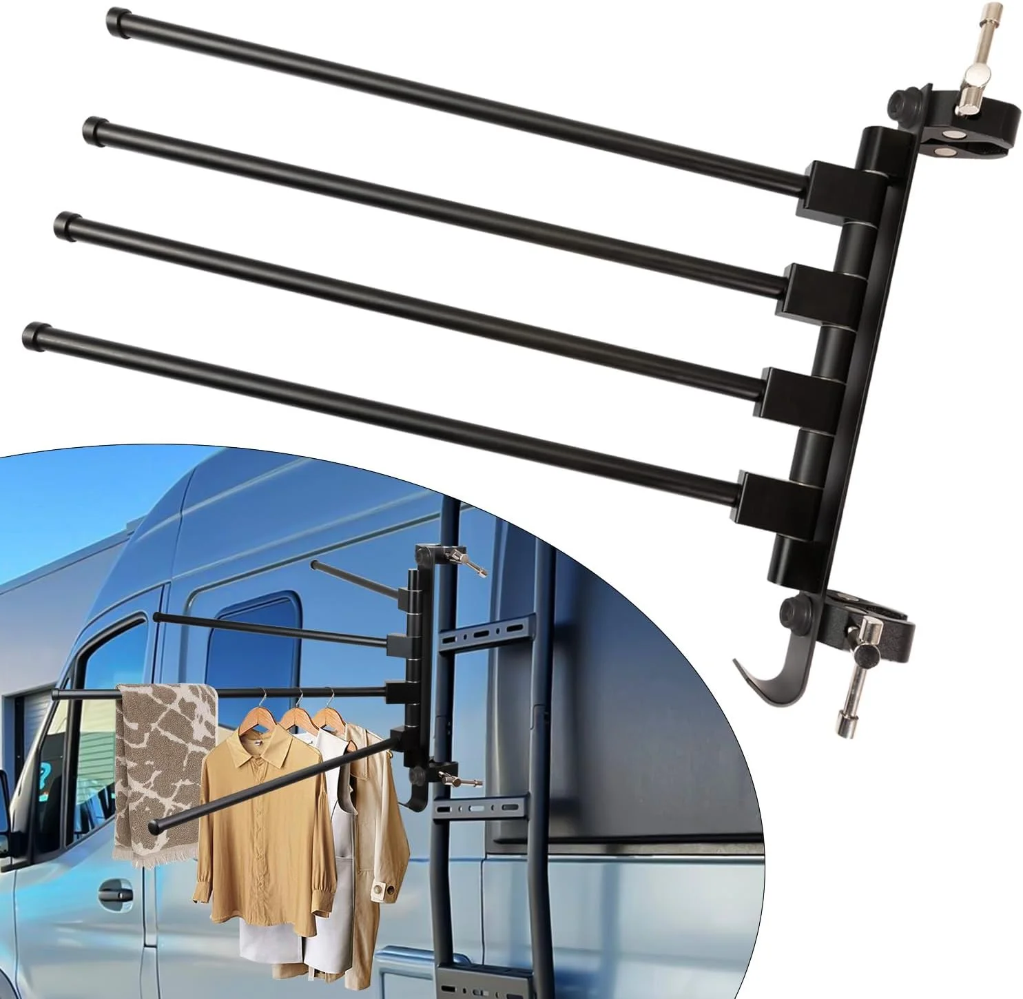 

RV Stainless Steel Clothes Drying Rack Multifunction No Drilling For Boats RV Camper Trailer Travel Hotel Interior Accessories