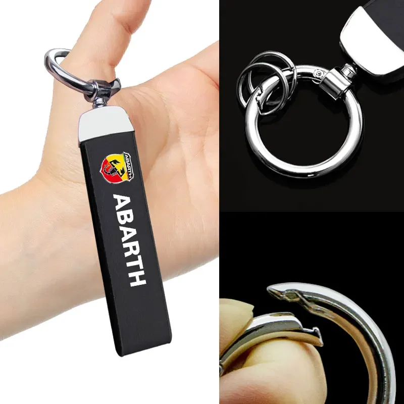 

Автомобильный высококачественный роскошный кожаный брелок для автомобиля, кольца, автомобильные аксессуары для Abarth-5595 1100 Stilo Ducato Palio Punto 2021, логотип