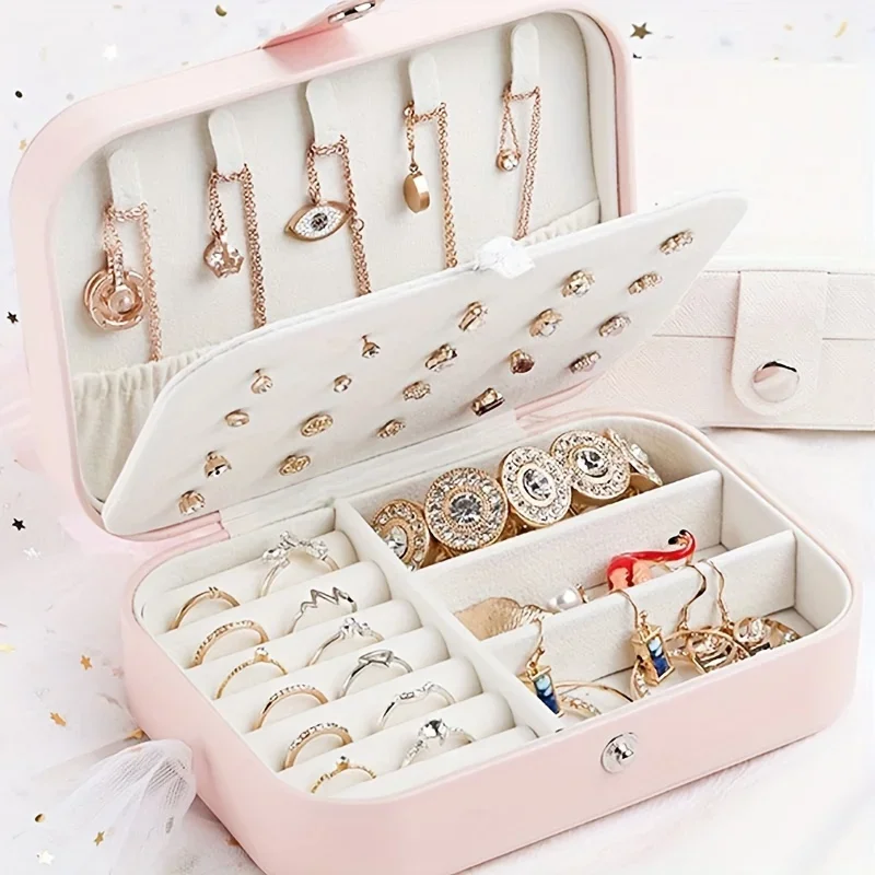 

1 luxury jewelry storage box with multifunctional safety lock cover suitable for earrings, necklaces, rings