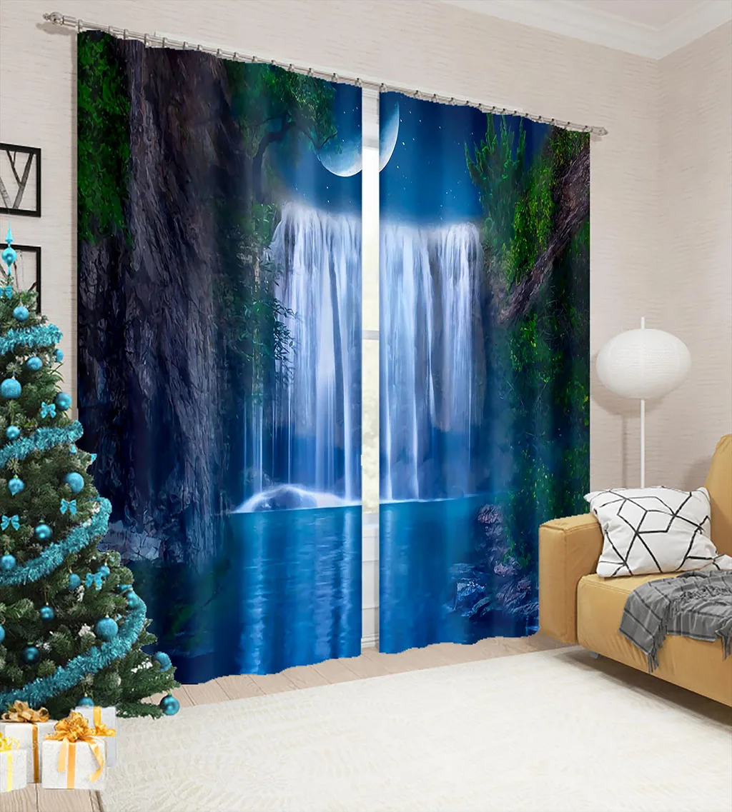 

Forest Landscape 3D Printing Curtain Adult Bedroom Living Room Curtain Shade Fabric Customized with Hook