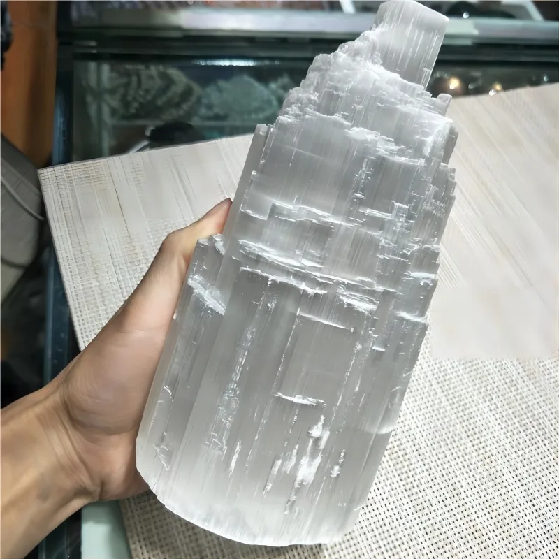 20cm Huge Selenite Tower Lamp - Natural Crystal Healing Glow for Home Ambiance