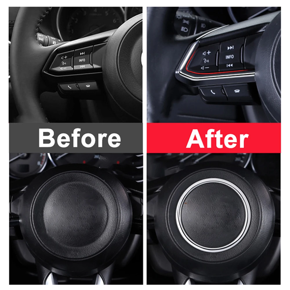 ABS Car Steering Wheel Button Panel Cover Trim Frame For Mazda CX-5 CX5 CX 5 2017 2018 2019 2020 2021 2022 2023 2024 2025 view 2