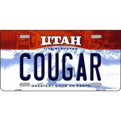 Cougar Utah Novelty Art License Plate Metal Tin Sign Plaque Wall Decor