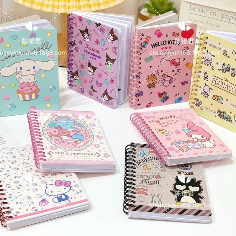 Hello Kitty A6 Cute Spiral Book Coil Notebook Mini Loose-leaf Hand Book Student Portable Notebook Ring Binder Kawaii Supplies