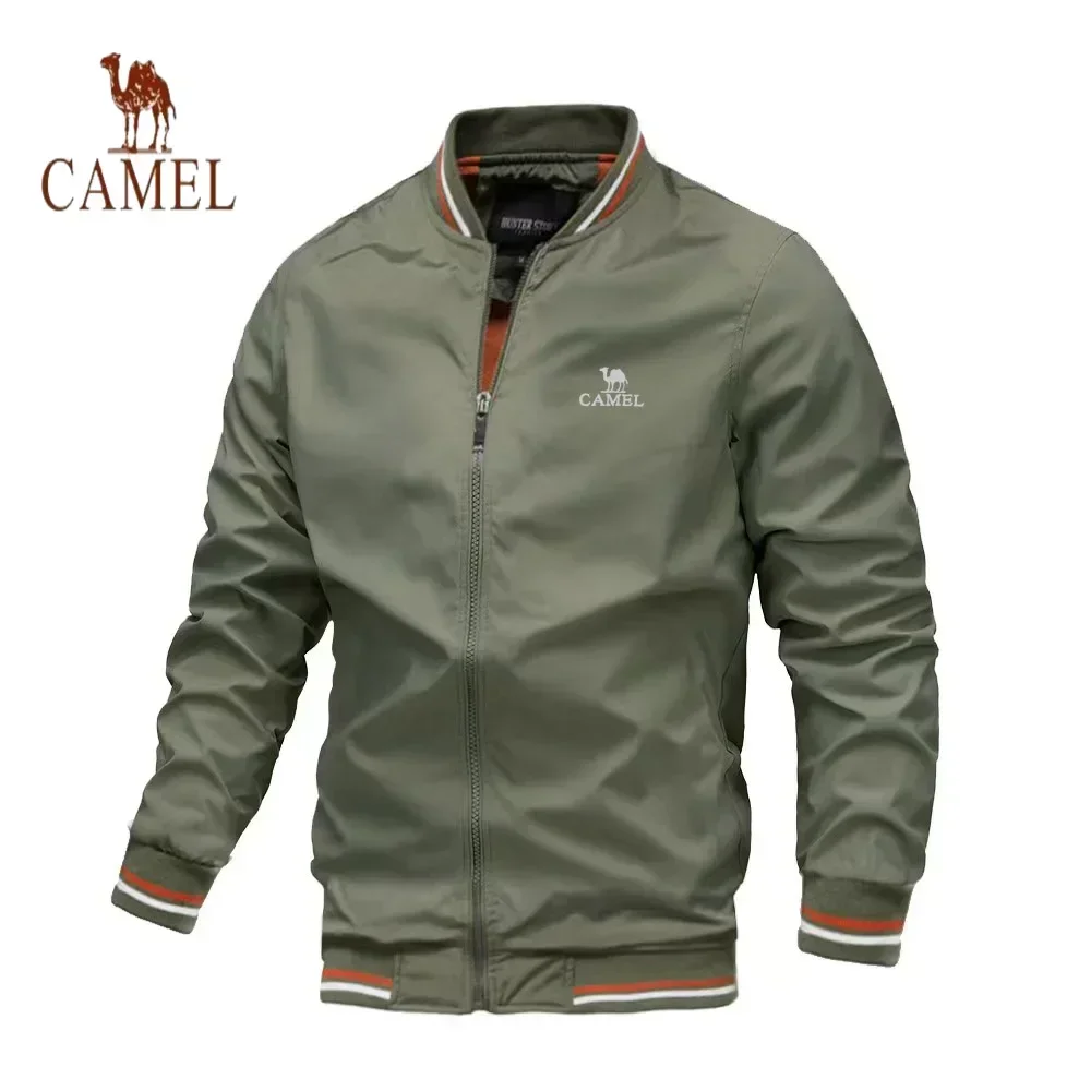 Camel-Jaqueta masculina com zíper, blusa esportiva casual de alta qualidade, elegante, primavera e outono, 2024