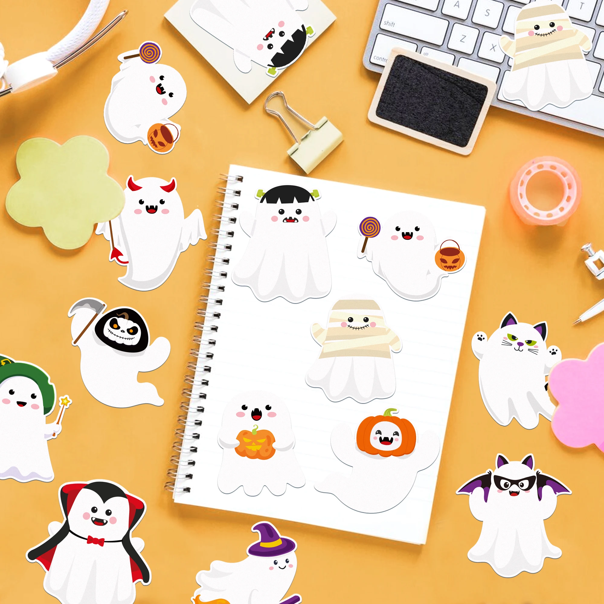 240 หน้าธีมฮาโลวีน Memo Pads ชุด Sticky Notes เครื่องเขียนป้าย Notepad Self-Adhesive ตู้เย็น Memo Book อุปกรณ์