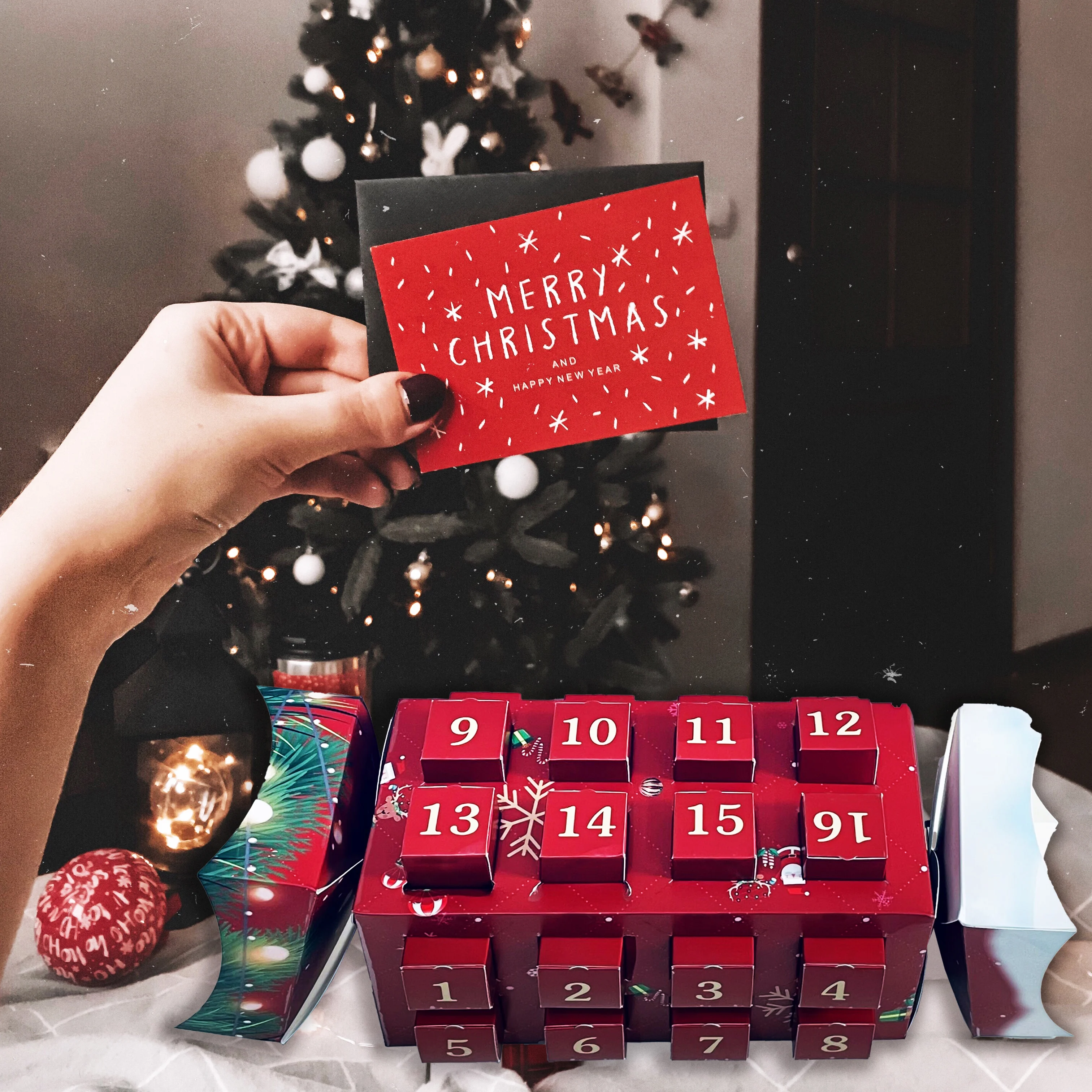 Customization.Retail Logo Printed 12 Day Cardboard Gift Paper Packaging Christmas Advent Calendar Box for Chocolate