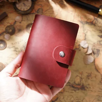 Planificador de anillos de cuero genuino tamaño A8, Mini cuaderno con anillos de 5 agujeros de piel de vaca con anillos plateados de 15 MM, organizador Retro, Bloc de notas para diario