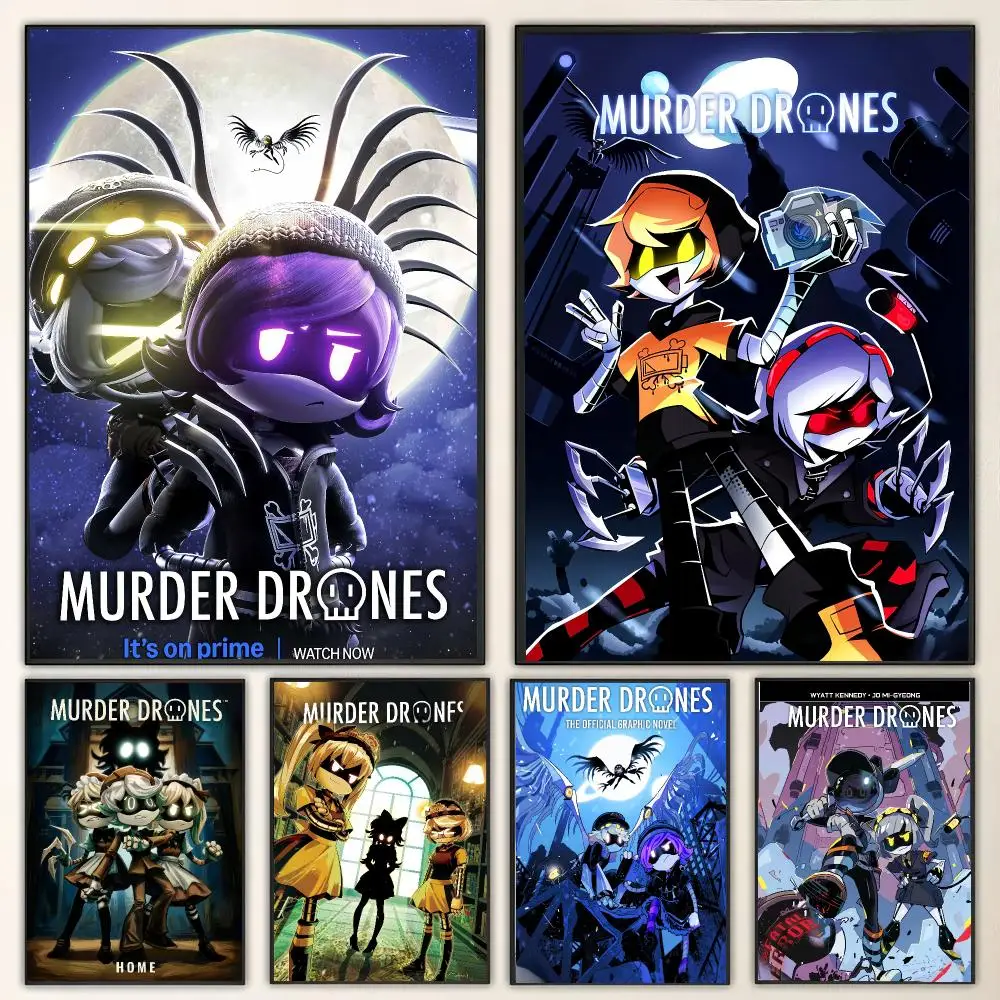 Cartoon M-Murder Drones Painting Calligraphy Canvas Poster Wall Art for Living Room Bedroom Cafe Decor Gift