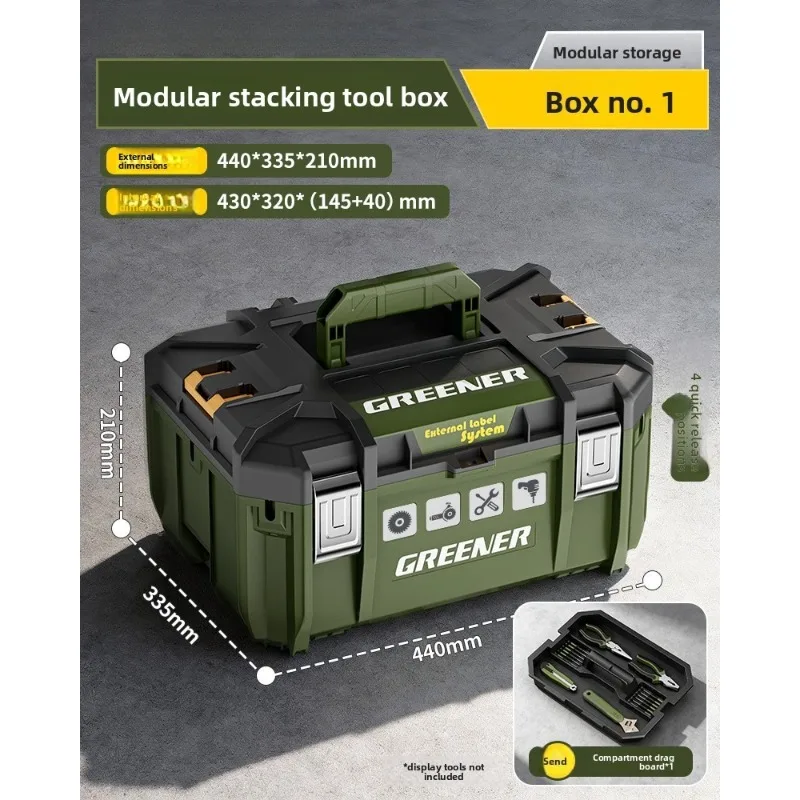Large Hardware Wide Storage Tote Luggage Rolling Handle Multi Function Organizer Box Tool Box Tool Chest Stackable Toolbox Set