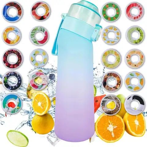Bottiglia d'acqua sportiva da 650 ml senza BPA, cialde di profumo di frutta Tappi di sapore d'aria, tazza d'acqua sportiva a prova di perdite per palestra da corsa all'aperto