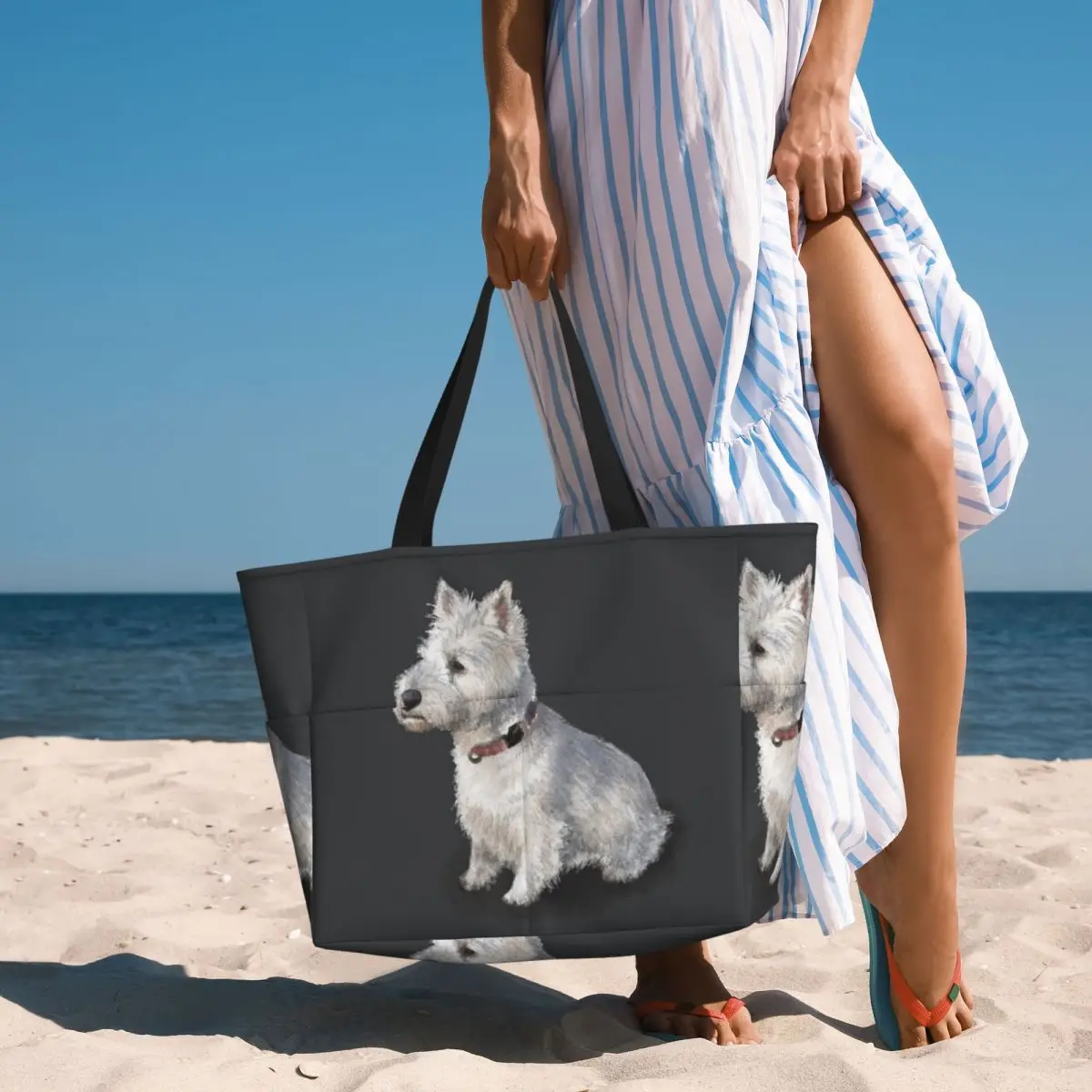 

Пляжная большая сумка «Вест-хайленд-терьер» Спортивная сумка для занятий йогой в тренажерном зале Большая большая сумка Женская дорожная сумка Сумка для фитнеса