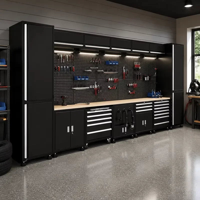 Heavy Duty Garage Tool Storage System Workbench for Automotive Repair and Industrial Workshop Storage Solutions
