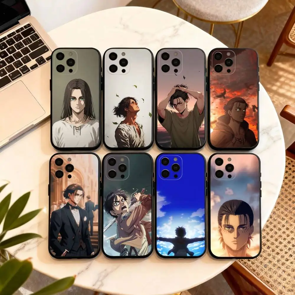 

A-Anime E-Eren Y-Yeager Phone Case For iPhone 17,16,15,14,13,12,11 Plus,Pro Max,XS,Soft Silicone Black Cover