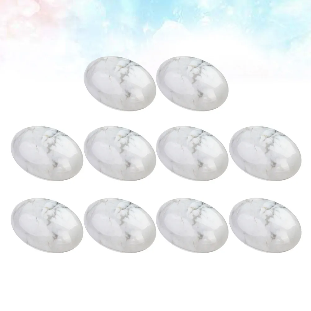 10Pcs Oval Stone Cabochons 13x18mm Flat Back White Agate Style Gems for DIY Jewelry Earring Cufflink Craft