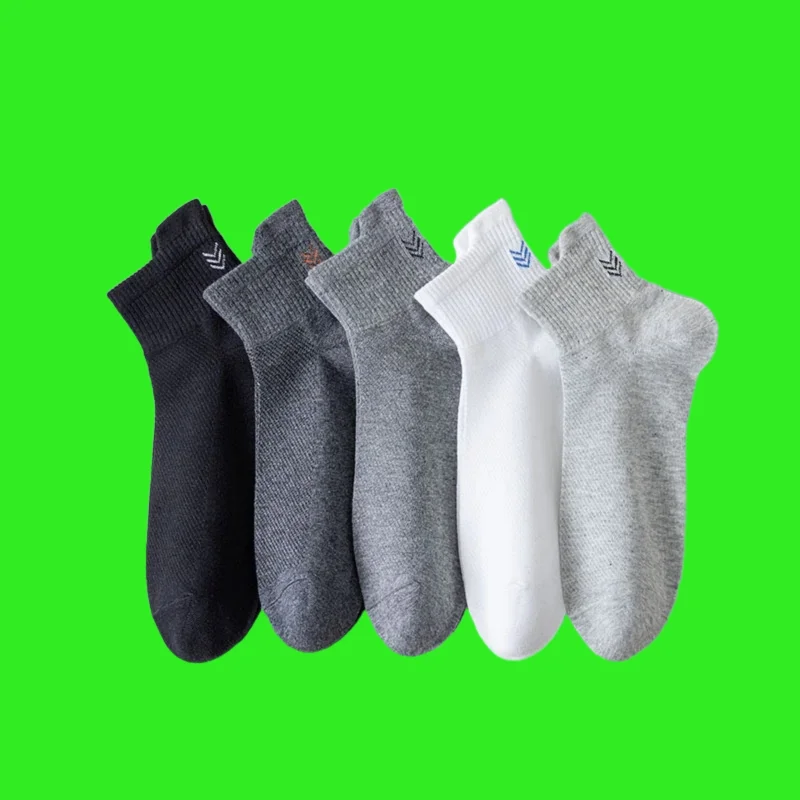 

5 Pairs Breathable Cotton Mouth Mesh Socks Ankle Fashion Sports Socks High Quality Casua 2024 Newl Summer Men's Thin Short Socks