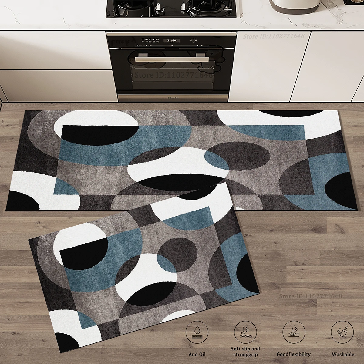 Modern Textured  Simple Kitchen Entrance Doormat Rug  Living Room Carpet  Washable Mat Waterproof Absorbent Non-Slip Large Mat