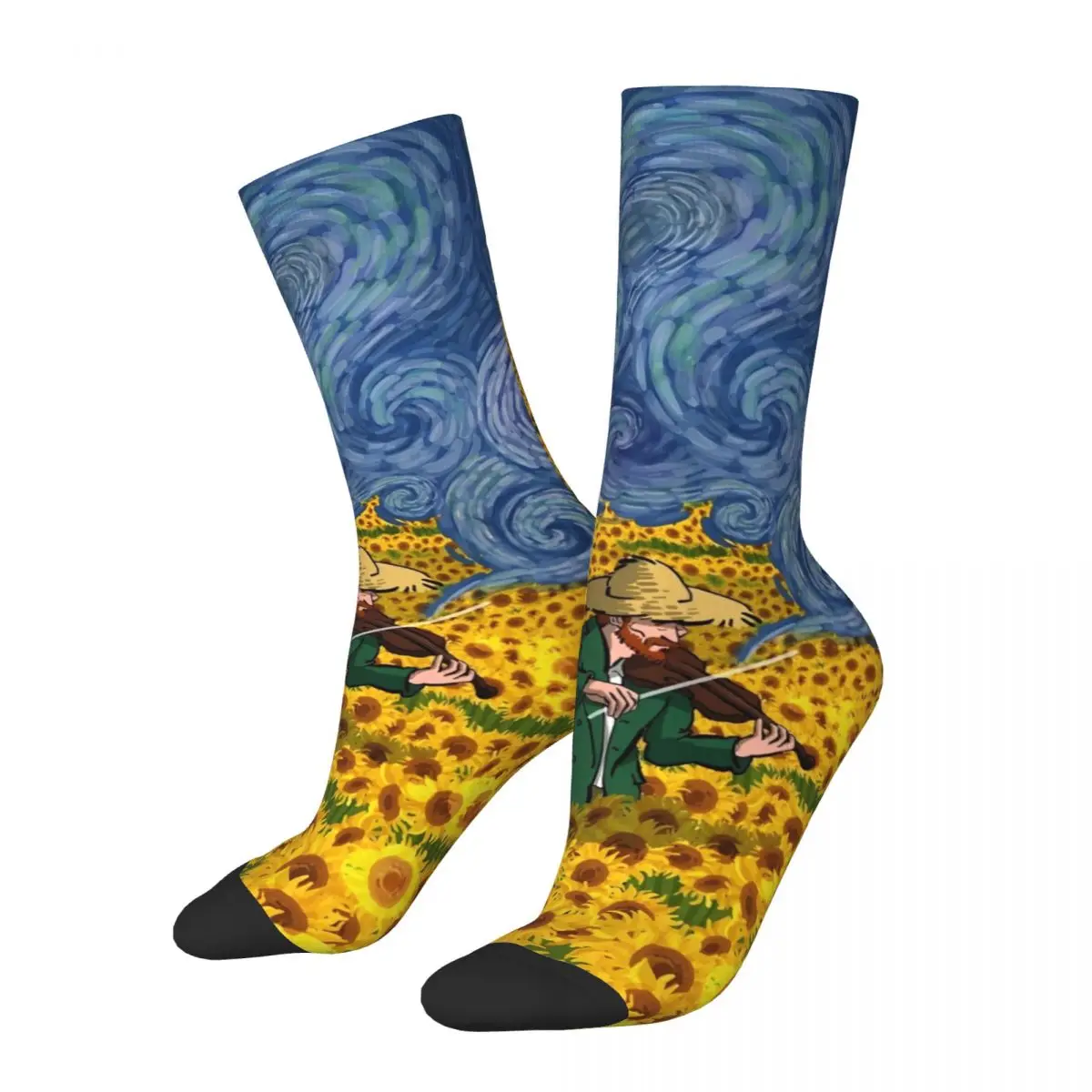 Van Gogh Socken Sonnenblumen Freizeit Strümpfe Herren bequeme Outdoor-Socken Winter Design Anti-Schweiß-Socken