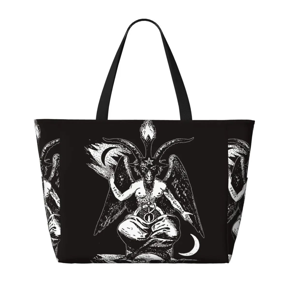 Baphomet الماعز الشيطان الشيطان القوطي حقيبة حمل على الشاطئ حقيبة رياضة رياضة اليوغا واق من المطر كبير حمل حقيبة المرأة حقيبة سفر حقيبة اللياقة البدنية