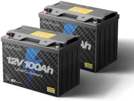 

12V 100Ah LiFePO4 Battery 2 Pack, Built In 100A BMS Group 27 Lithium Battery Deep Cycles & 10 Years Lifespan for RV, Solar Energ