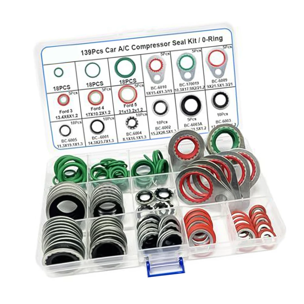 Reliable Gasket Performance Kit AC O Ring Kit Auto AC Spacers AC O Ring Kit Carbon Steel Construction Leak Prevention Design