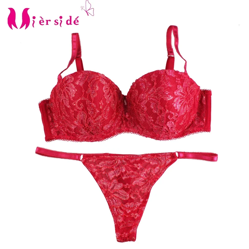 

Mierside JW53BA Женский комплект без косточек, бюстгальтер с вышивкой, высокое качество 34B 34C 36B 36C 38B 38C, комплект с бюстгальтером-стрингами, пуш-ап с подкладкой