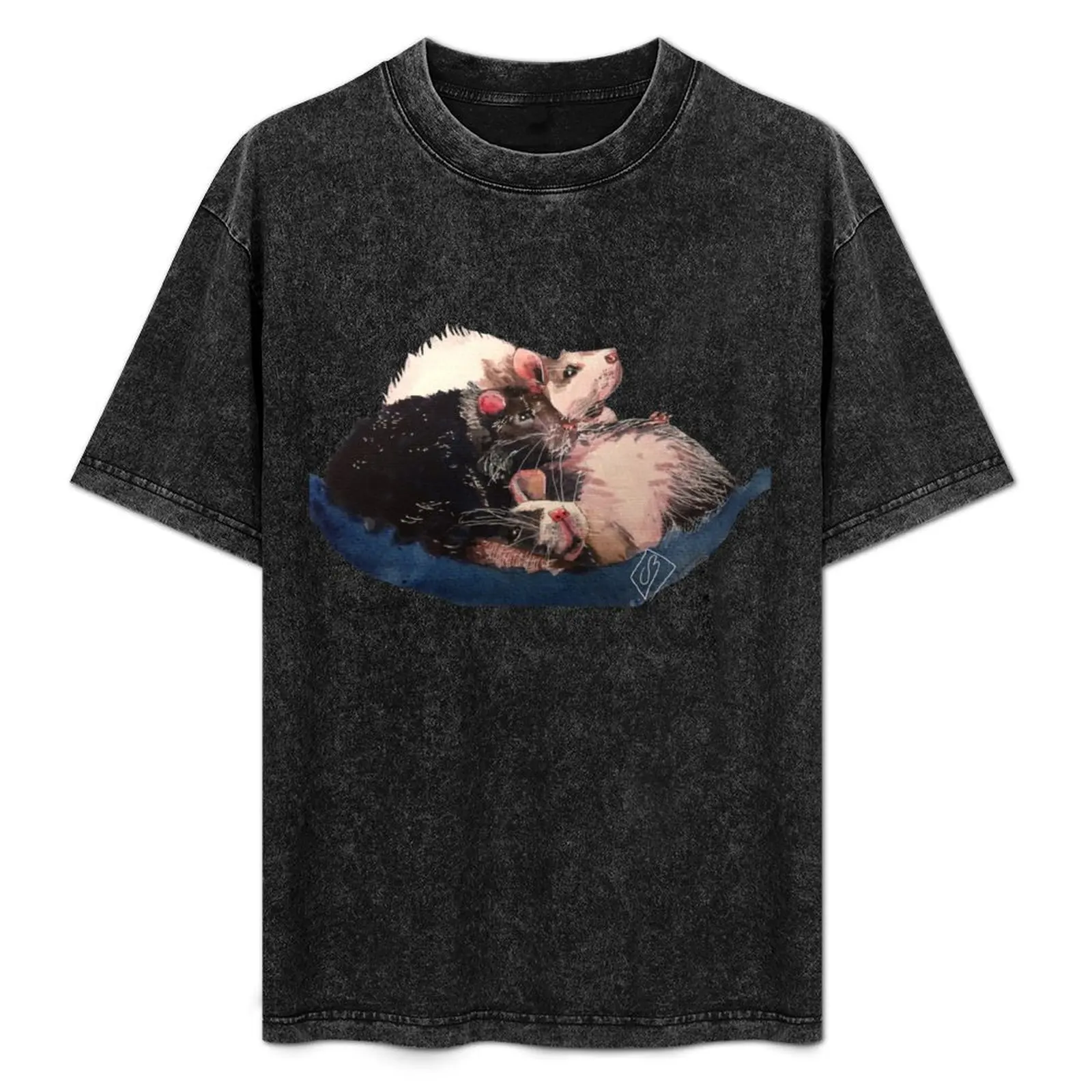 Rats cuddling T-Shirt Work Wear Simple Tee Shirt