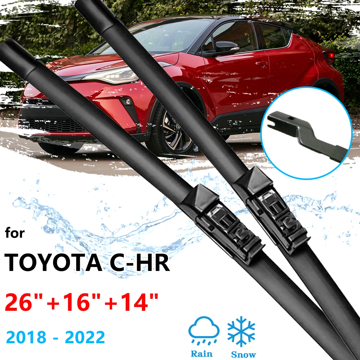 3x For Toyota C-HR C HR CHR AX10 AX50 2018~2022 Brushes Window Front Rear Wiper Blades Set Windshield Windscreen Car Accessories