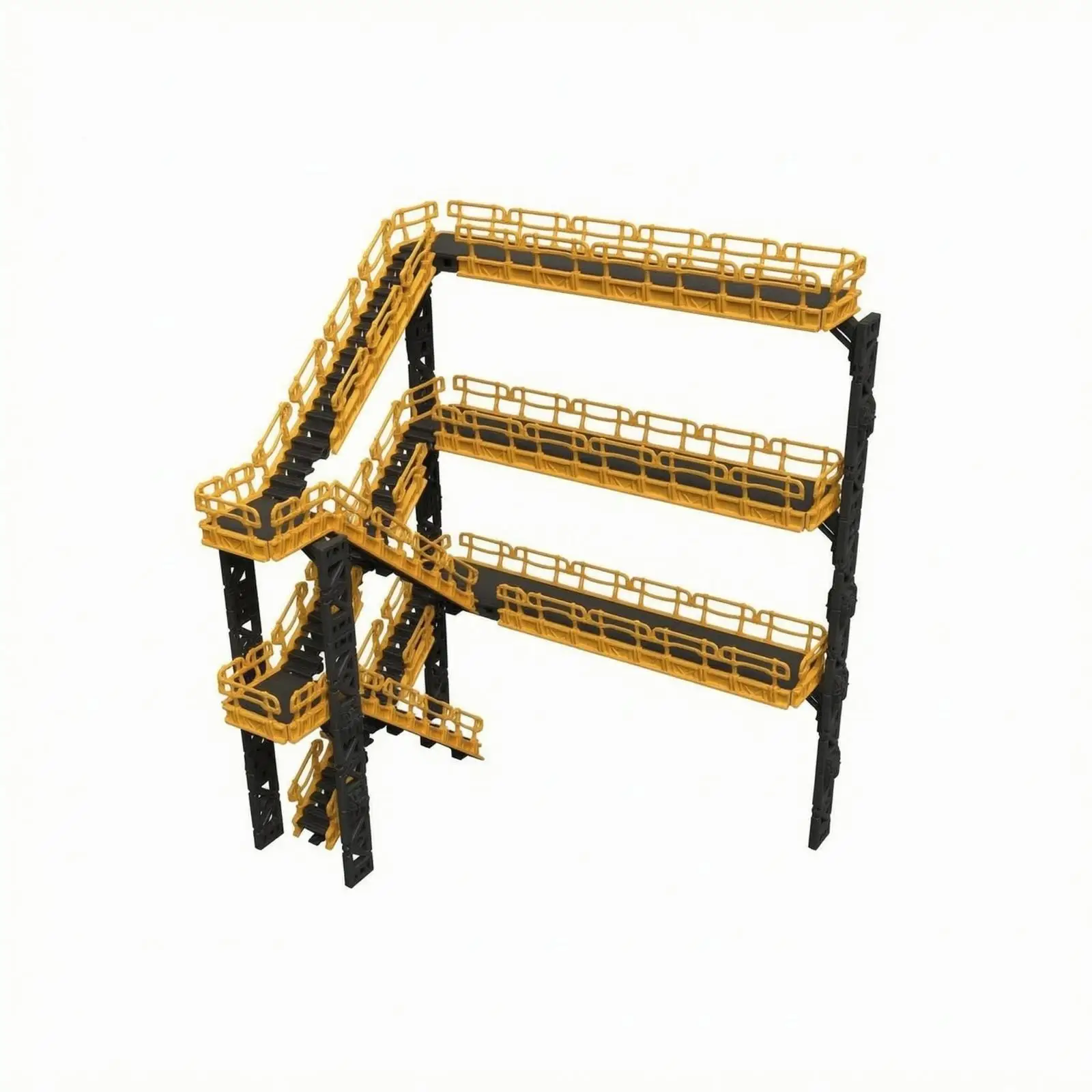 Miniature Modular Hangar Bridge Assembly Display Plastic Kit for Scale Figure Setup with Layered Deck Walkway Structure