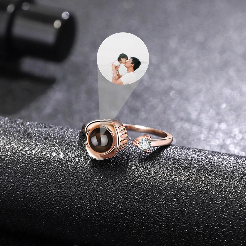 Personalized Custom Photo Ring for Couple Projection Photo Ring for Women Men Wedding Anniversary Gift Special Marry Ring