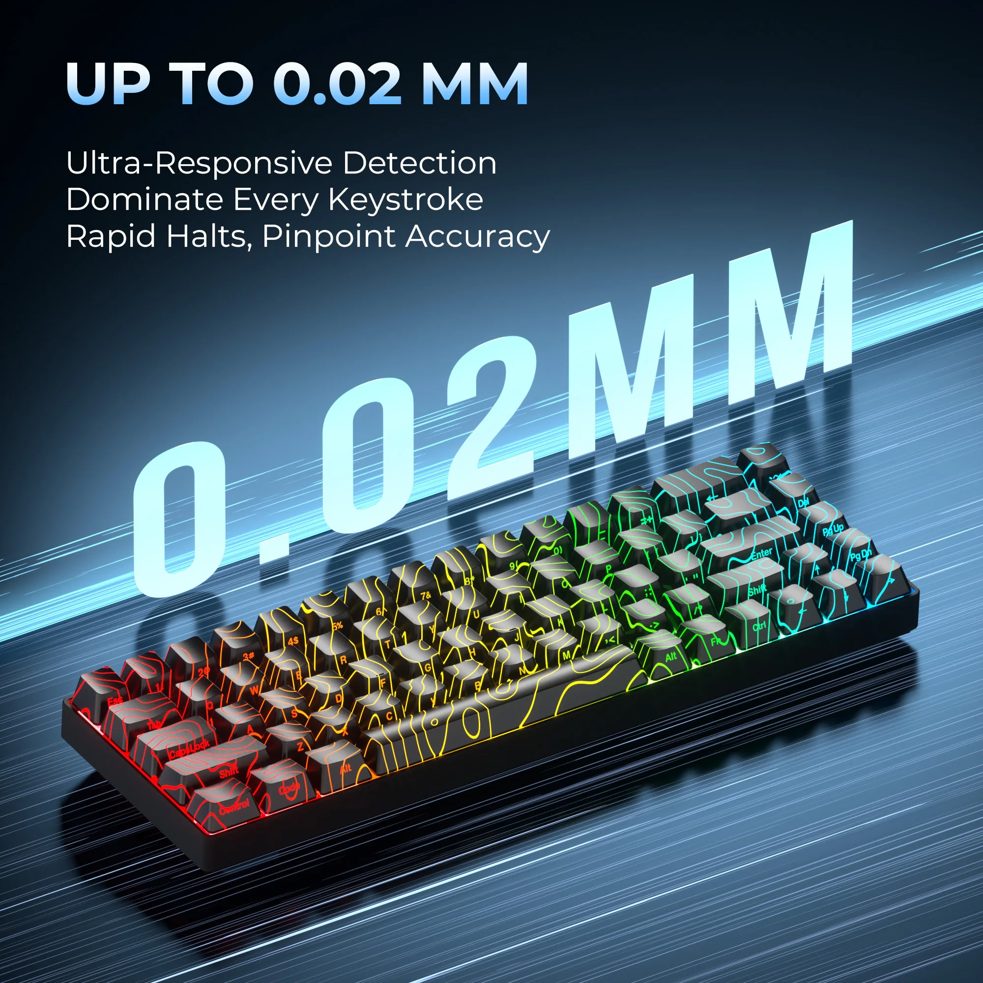 XVX HE68 Wired Magnetic Keyboard with IMD Topographic Keycaps Semi-Aluminum 65% Hot-Swap Gaming Keyboard Black/White