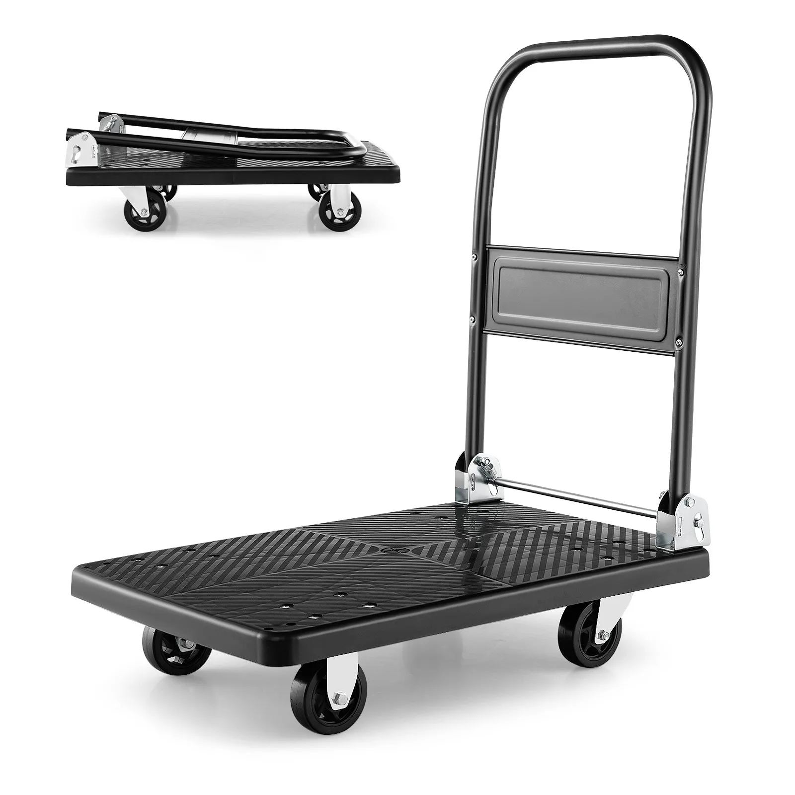 

Push Cart Folding Dolly Platform Hand Truck w/360° Swivel Wheels 440LBS Capacity