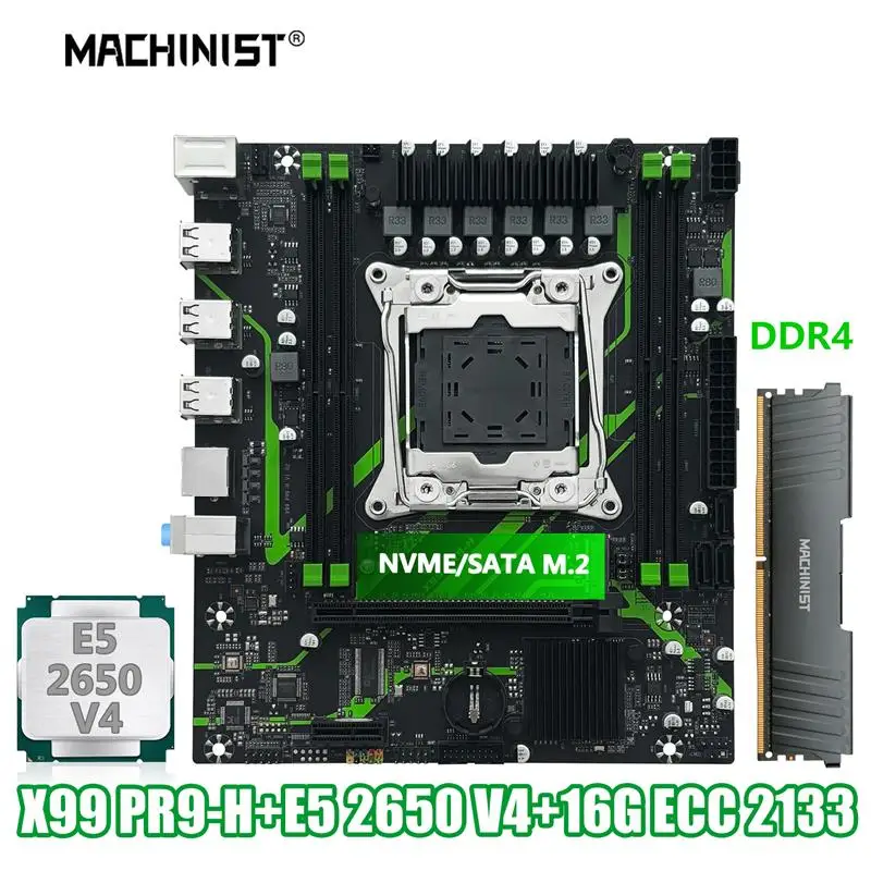 Top MACHINIST X99 PR9-H Motherboard Set Kit With Intel LGA2011-3 Xeon E5 2650 V4 CPU + DDR4 1*16GB 2133MHz RAM Memory NVME M.2