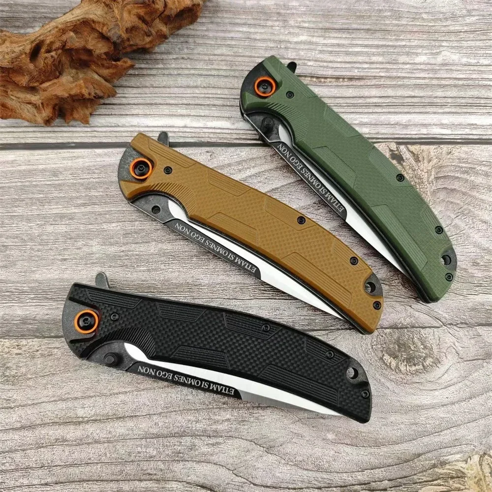 Black/Green/Brown Folding Pocket Knife D2 Blade G10 Handle Hiking Survival Portable Knives Outdoor EDC Hunting Camping Tools