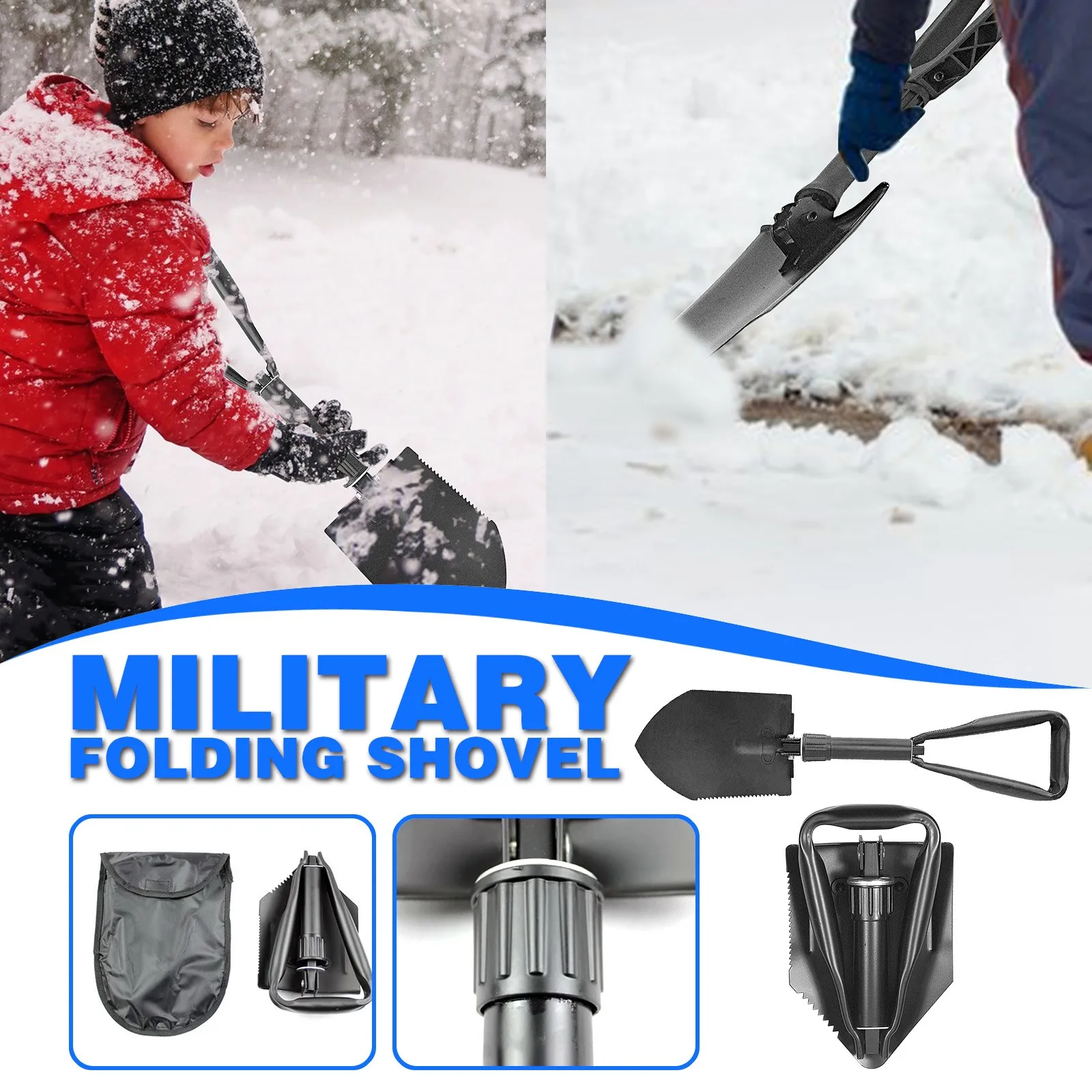 Multi Functional Folding Snow Shovel Wilderness Survival Steel Hand Shovel Soldier's Shovel Engineer Shovel Tri-fold Tool Set