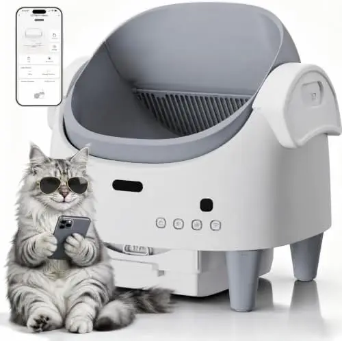 Automatic Litter Box Self Cleaning, Open-Top Electric Cat Litter Box | Smart App Control, 15-Layer Safety Protection