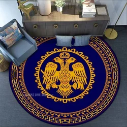 Double-Headed Eagle Rugs Orthodox Eagle Round Carpet Byzantine Eagle Symbol Bath Rug Comfort Room Bathroom Mat Non-Slip Doormats