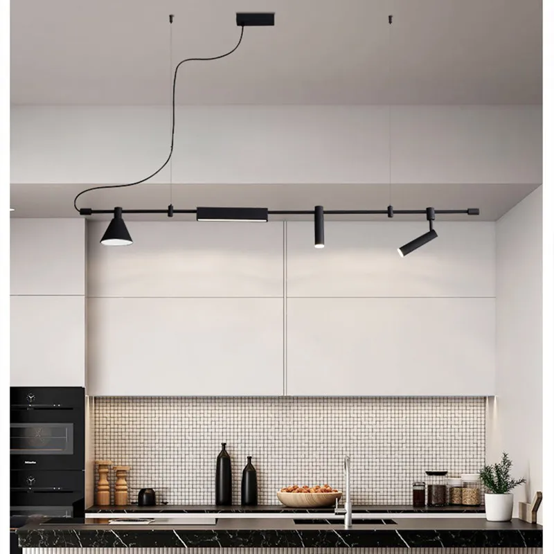 

Нордическая Минималистичная креативная дизайнерская Люстра для ресторана, бара, островка, художественный магазин, промышленный стиль, черные длинные полосатые лампы