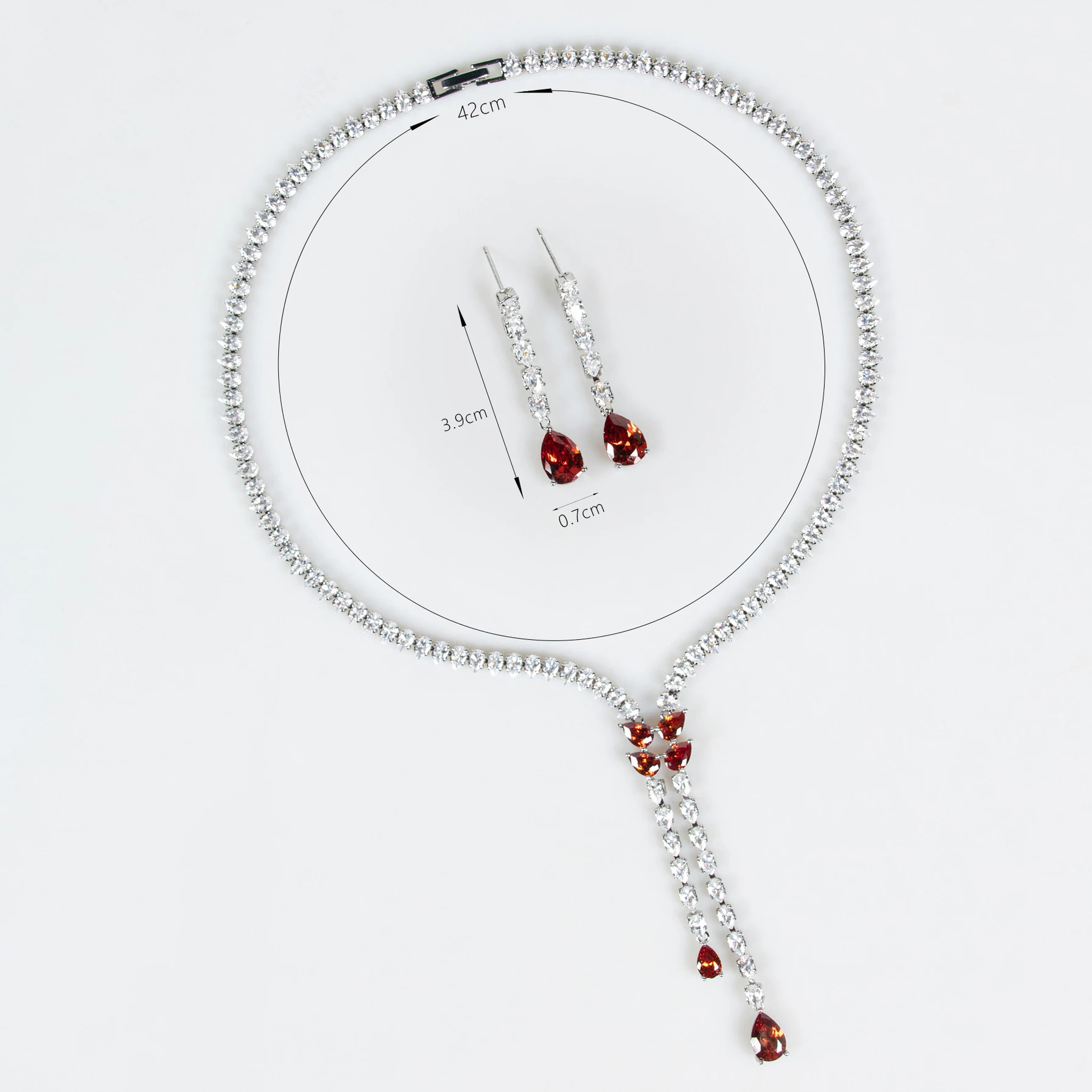 Personalised Elegant Jewellery Pendant Teardrop 2 Pcs Necklace Earrings Set Women's Daily Travel Dress Wedding Party Gift M-598