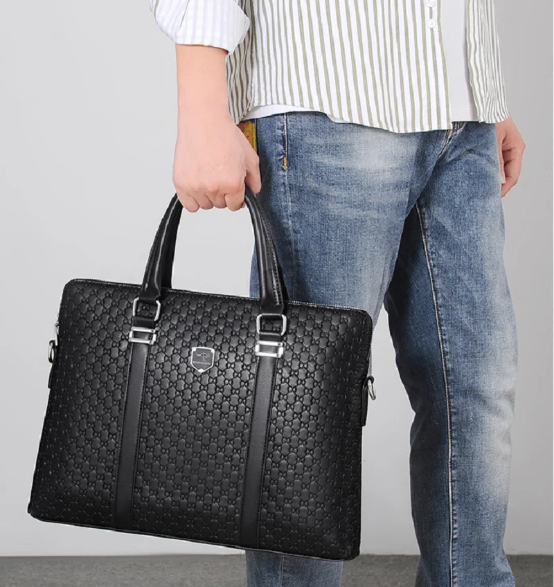 New Men's Fashion Business High Quality Leather Briefcase Handbag Large Capacity Shoulder Bags Notebook Crossbody Bag Totes